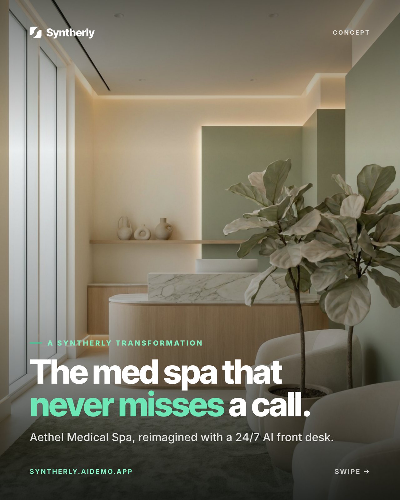 The med spa that never misses a call · Industry Prototype