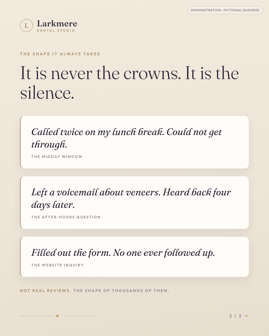 The 9:47 inquiry · cosmetic dentistry campaign, page 3 of 6