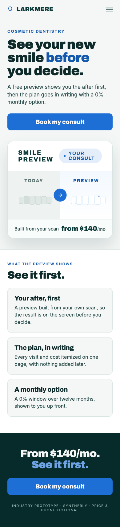 Smile-preview landing page, page 5 of 6