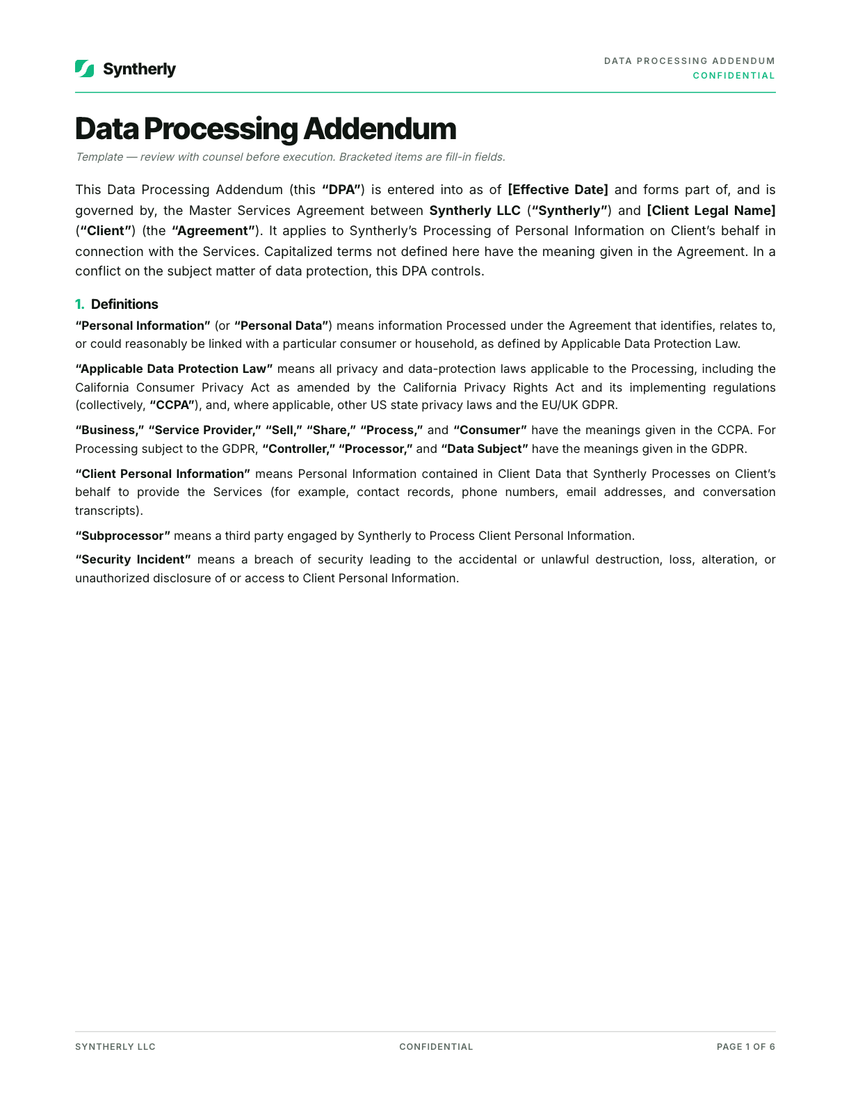 Legal document suite, page 5 of 10