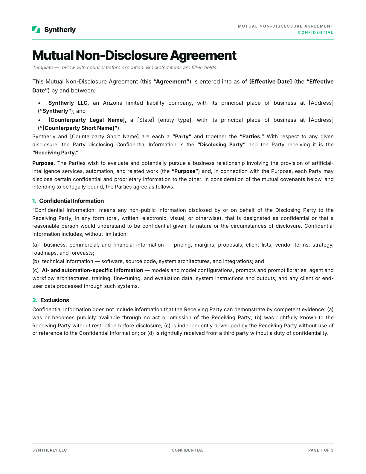 Legal document suite, page 2 of 3