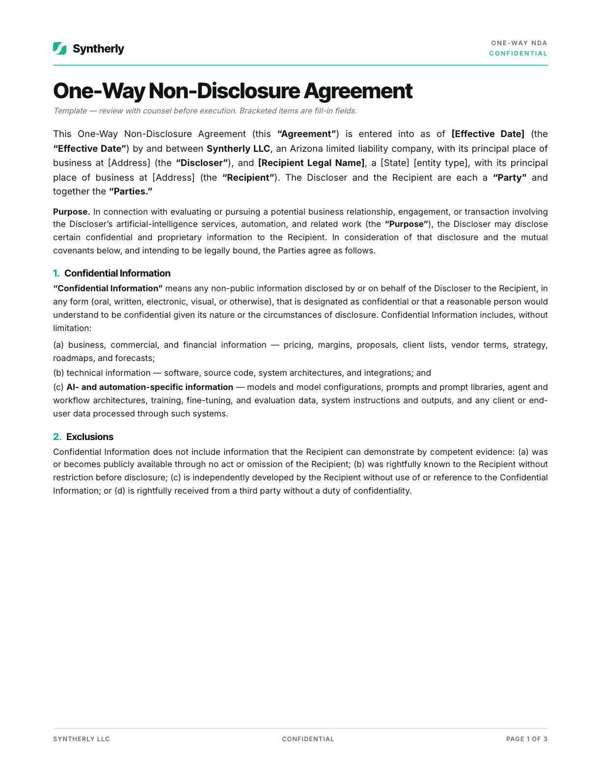 Legal document suite, page 3 of 10