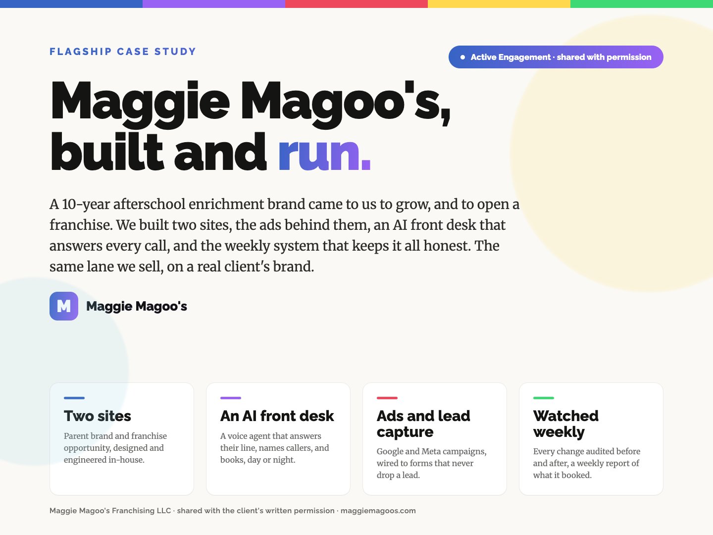Maggie Magoo's, built and run · Active Engagement