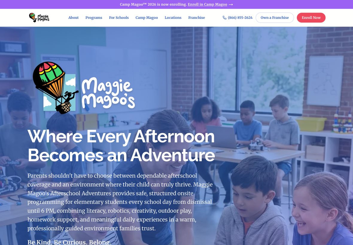The B2C Enrollment Engine, the live maggiemagoos.com site