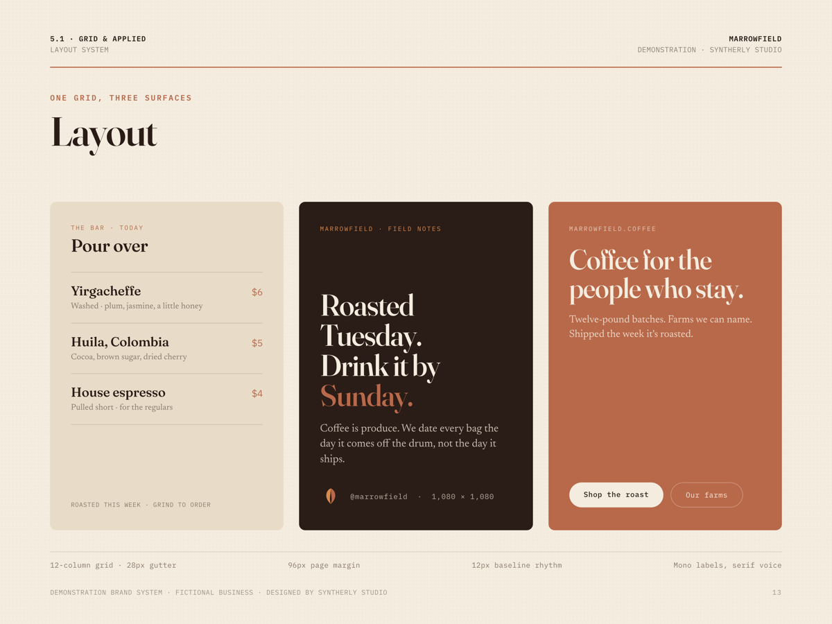 Marrowfield brand system, page 13 of 15