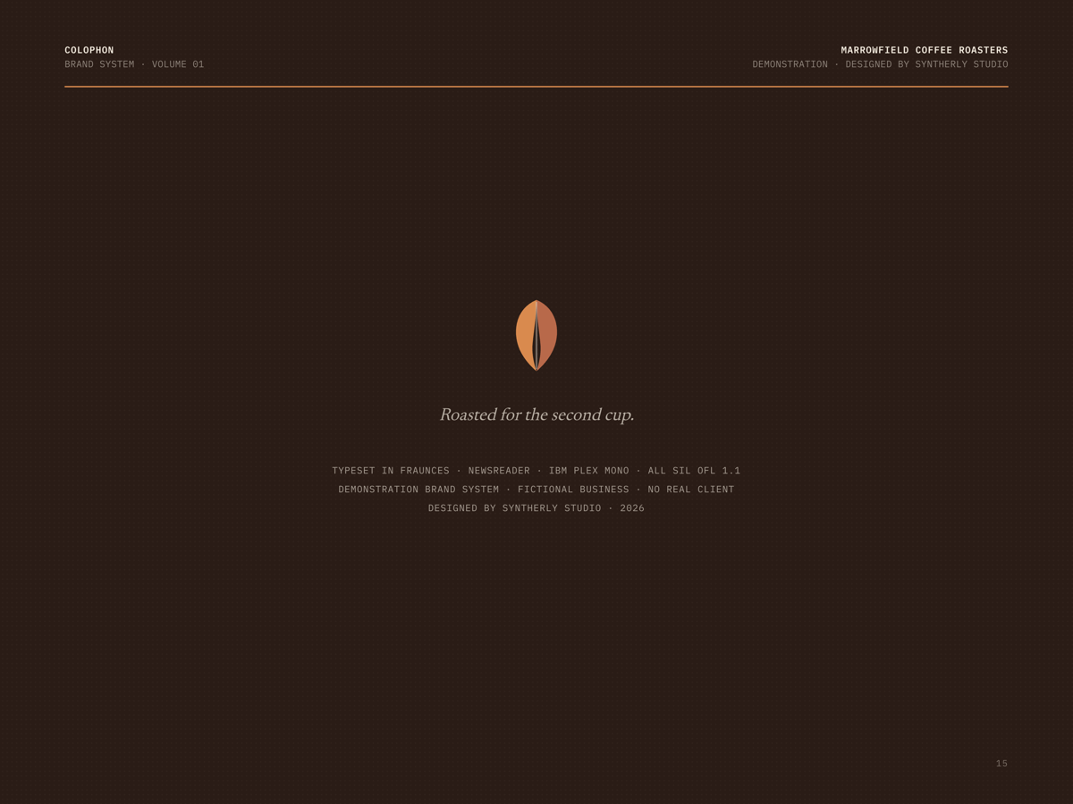 Marrowfield brand system, page 15 of 15